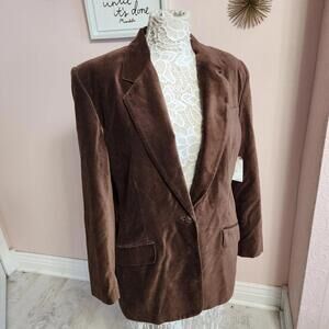 NWT Brown Velvet like blazer jacket vintage Hunt Club 14 ww19